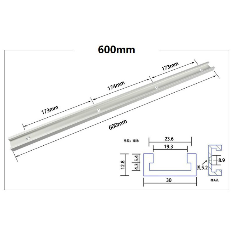 Rail d'onglet et barre d'onglet, alliage d'aluminium, t-pistes, Table à glissière, scie d'onglet, barre, outils de travail de menuiserie, à monter, à monter: 1Pc 600mm T-track