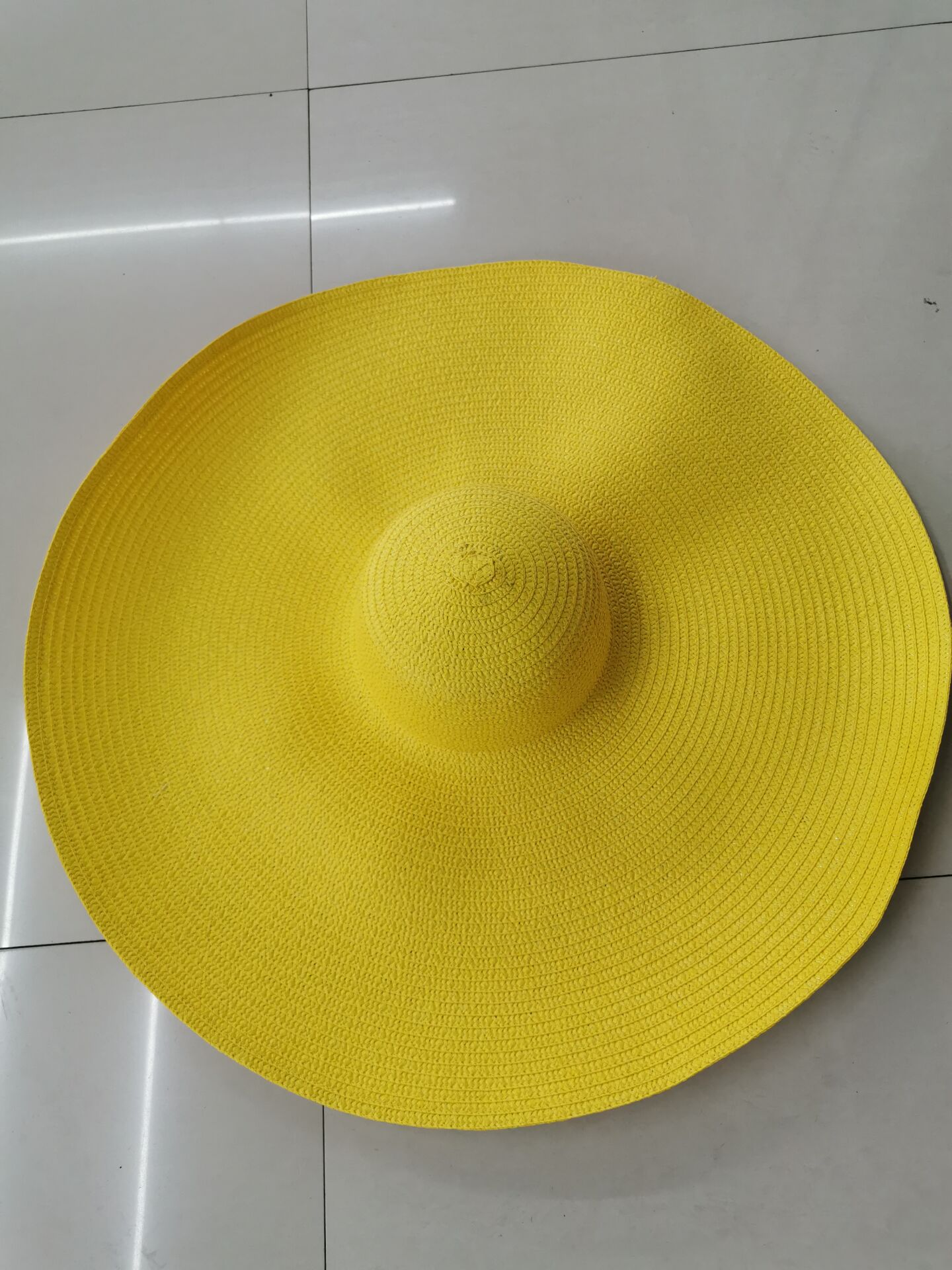 Summer Oversize Beach Hats For Women 25CM Brim Large Straw Hat Sun Protection Party Travel Hat: yellow