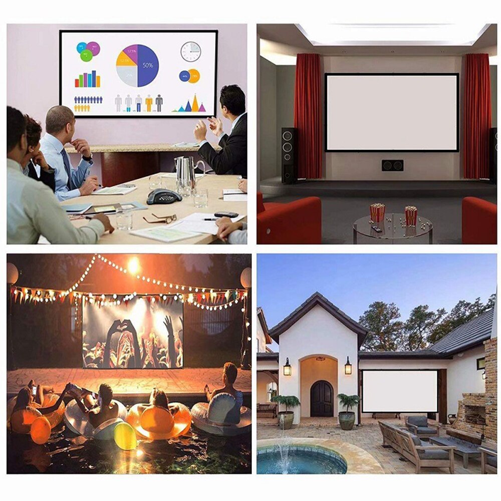150 Inch Projector Screen 16:9 HD Foldable Projection Screen Anti-Crease Rear Front Projection Movies Screen for Home Theater