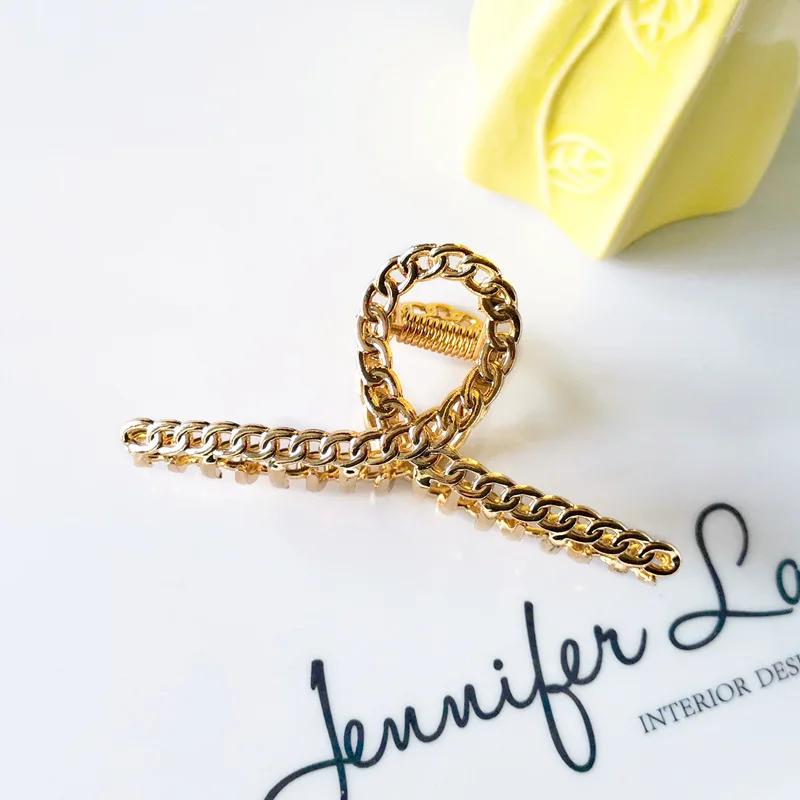 1 pieza de tocado de garra de pelo geométrico salvaje Simple a la para mujeres y niñas, pinza de pelo de Metal de cangrejo, accesorios de garra, tocado