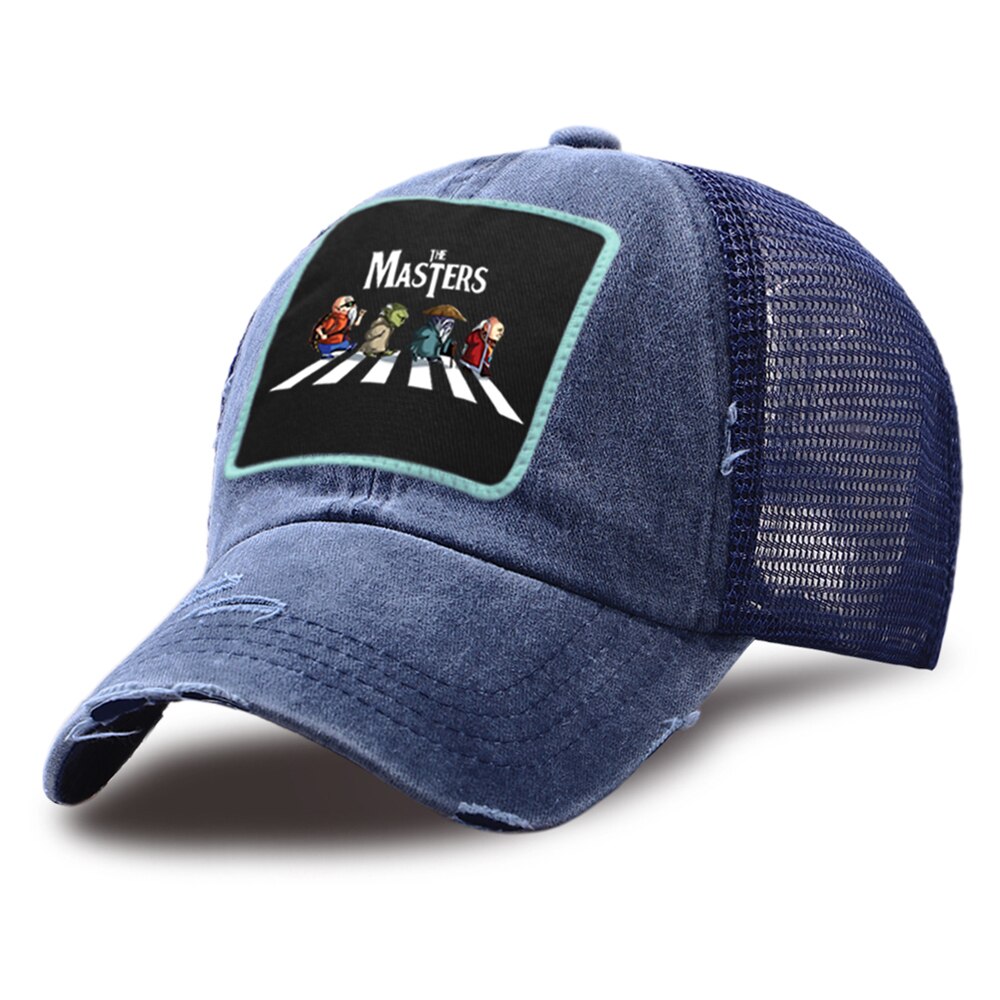Kvinder bomuld justerbare anime hatte mestrene på vej mesh baseball kasketter mænd snapback hat unisex sommer hip hop far hat: Mørkeblå 6