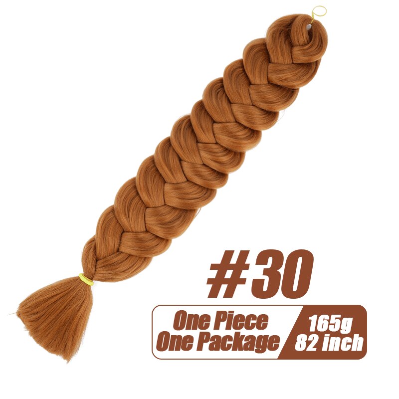 Más allá de cabello trenzado sintético de una pieza, trenza de fibra térmica de 82 pulgadas, 165g, extensiones de cabello trenzado Jumbo de ganchillo de Color puro