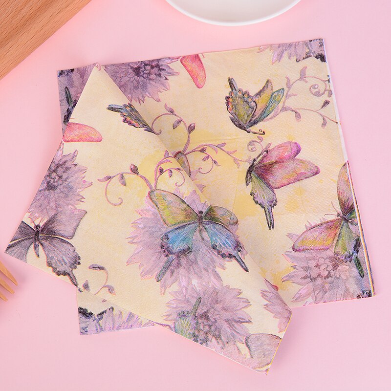 20 Stks/zak Servetten Papier Vlinder Decoupage Servet Papieren Tissue Voor Xmas Wedding Decor Party Tafel Levert