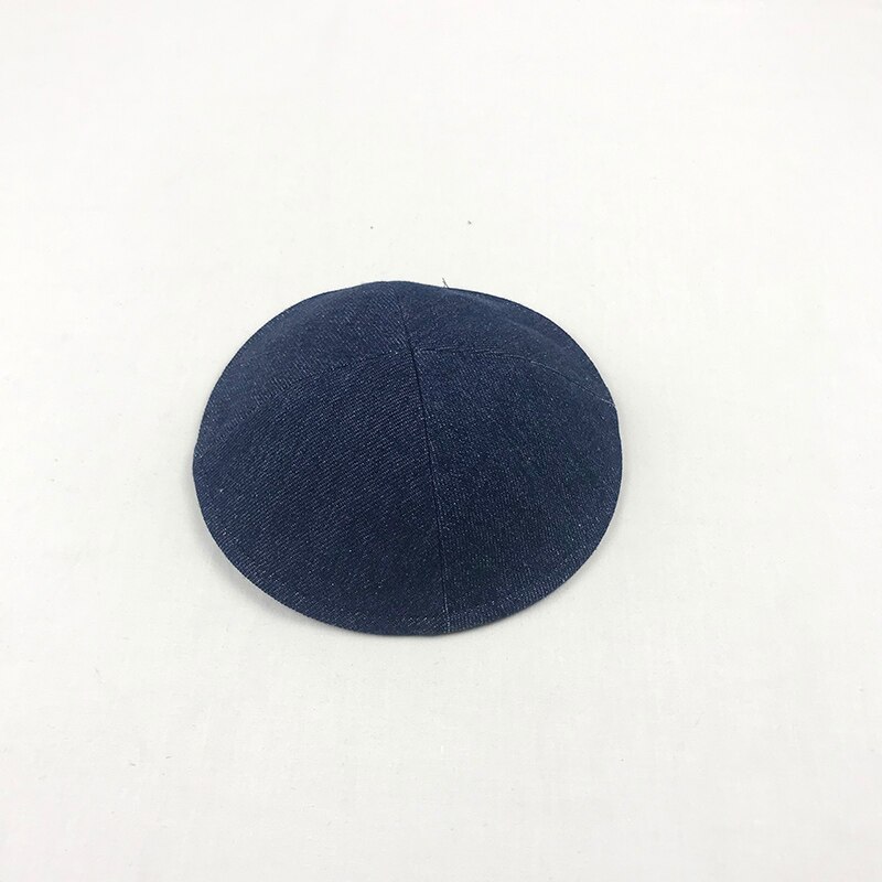 Linen Cotton Jeans Kippah Yarmulke Jewish Yamaka Kippa Israel Cap Judaica with clip: HNZ-navy