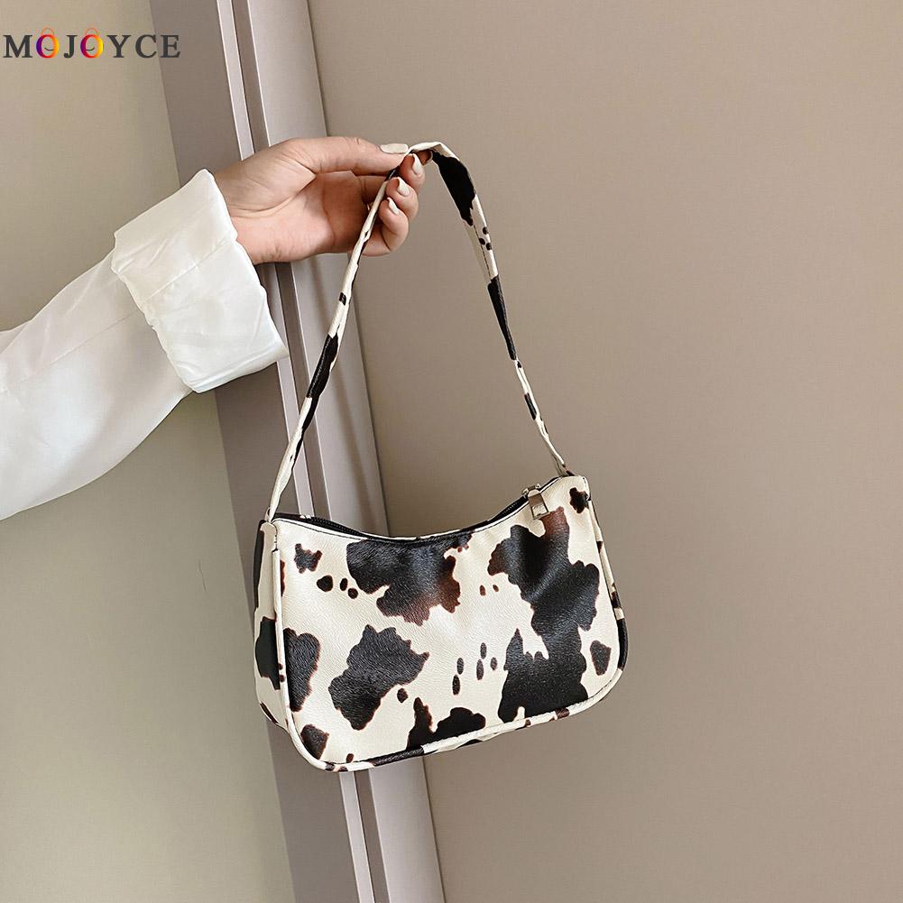 Moda vaca dot impresso underarm sacos para as mulheres 2020 couro do plutônio pequenos sacos de ombro casuais feminino bolsa viagem rua totes