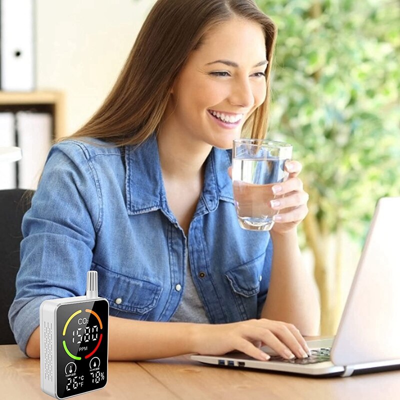 Portable CO2 Meter, Smart 3-In-1 Tool For Carbon Dioxide Detection, Thermometer For Monitoring Indoor Air