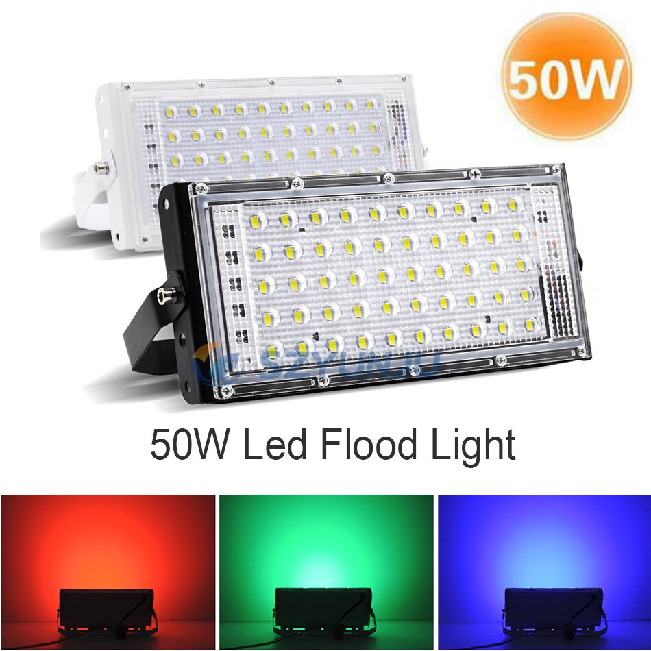 50W LED Flood Light LED street Lamp 220V 240V waterproof Spotlight Landscape Lighting IP65 led spotlight Red Green Blue RGB