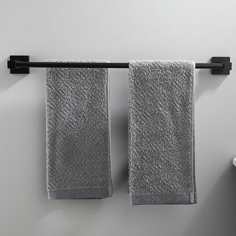 Matte Black Dubbele Single Layer Handdoek Bars Badkamer Handdoek Hanger Ruimte Aluminium Badkamer Accessoires 40-50Cm Handdoekenrek