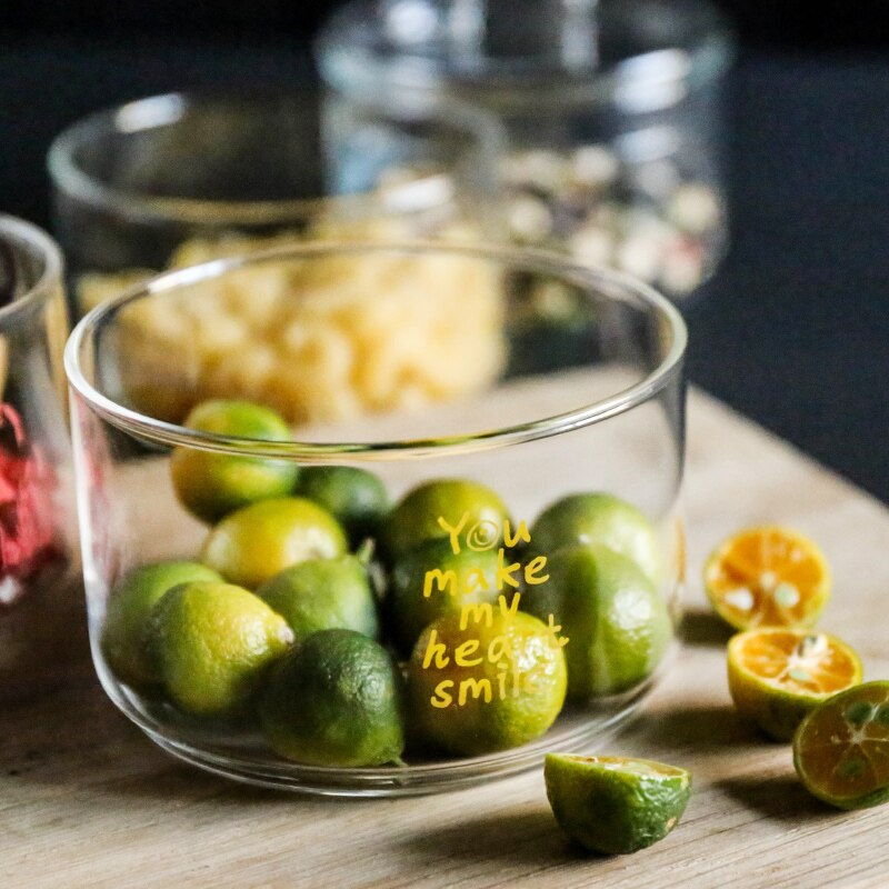 Household Fruit Bowl With Lid Heat-resistant Transparent Soup Bowl Round Cute Glass Bowl