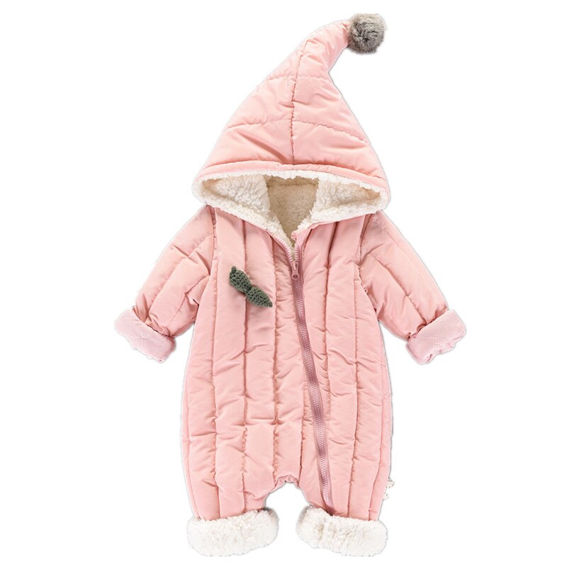 Bebis vinter jumpsuit nyfödd tröja bebis flicka kläder småbarn overaller tjocka varma bebis kläder spädbarn bebis pojke kläder: Rosa / 12m