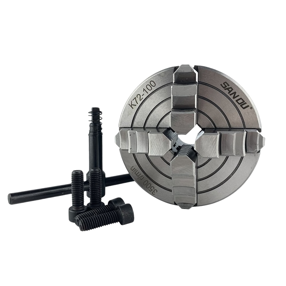 SANOU four jaw lathe chuck K72-100 manual type independent chuck lathe 100mm 4&#39;&#39; inch