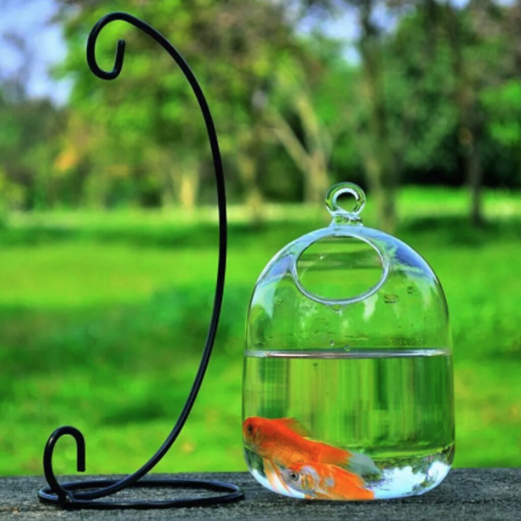 Hängande glas akvarium akvarium fisk skål genomskinlig guldfisk tank växt blomvas flaska för hem skrivbordsinredning