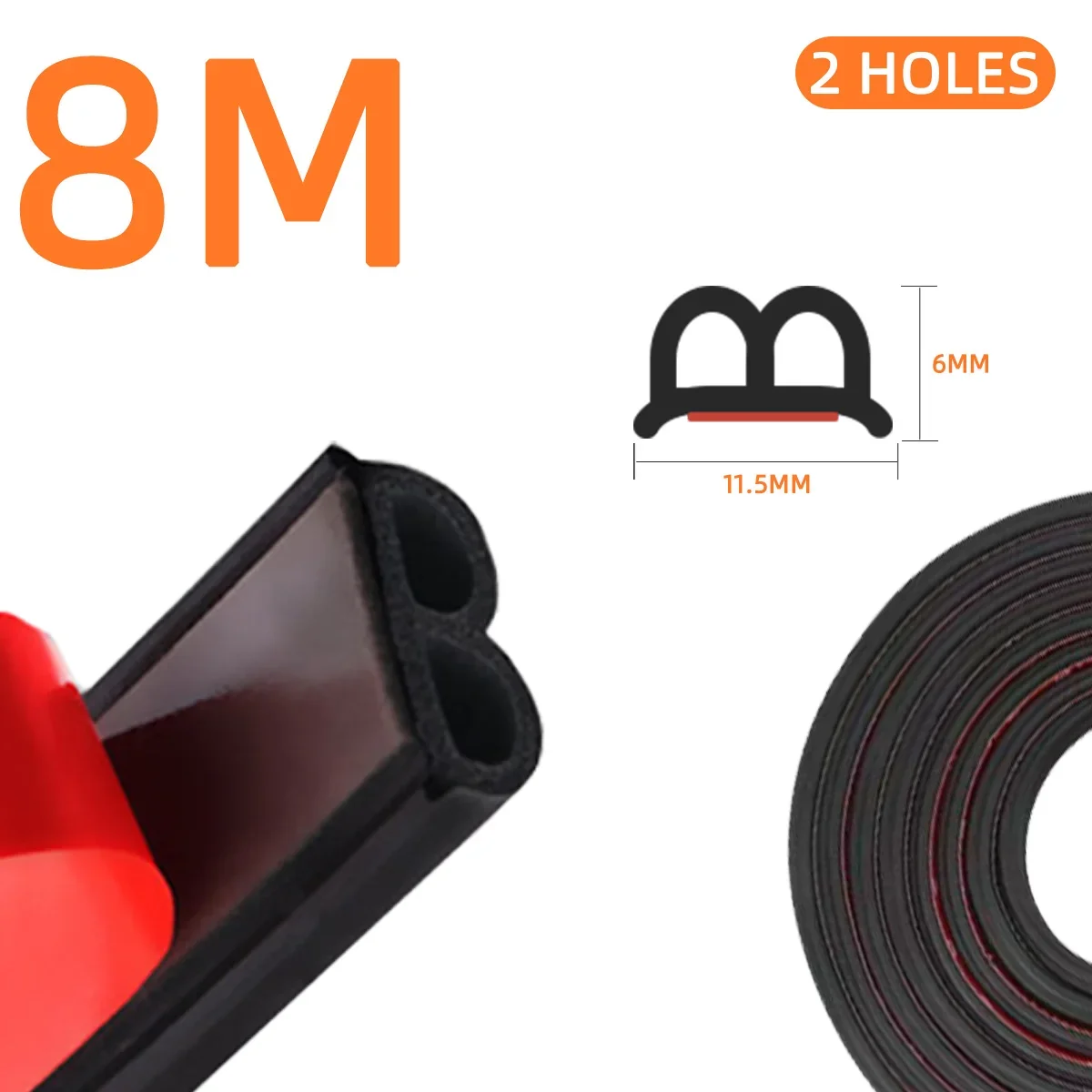 Soundproof Waterproof Double Weatherstrip Rubber Sealing Layer Insulation Auto Door Sealant Protector protection Sealing: Brown