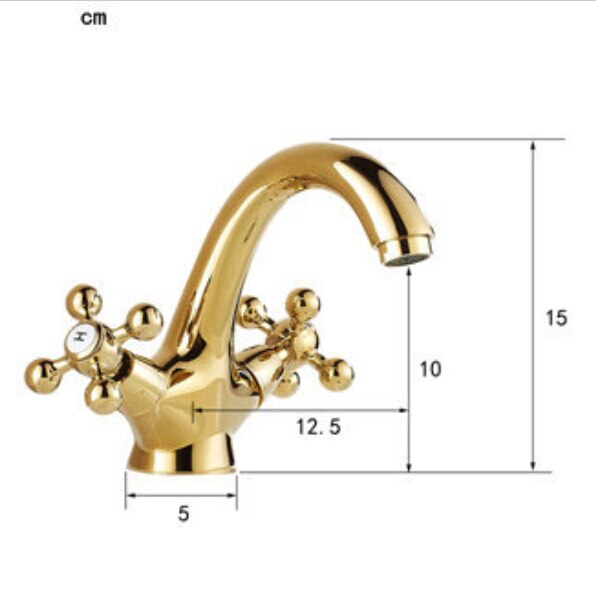 Robinets mélangeurs à col de cygne plaqué or | Robinets de lavabo, Double poignée chaude et froide, robinetterie d'évier monté sur le pont, grue G1005