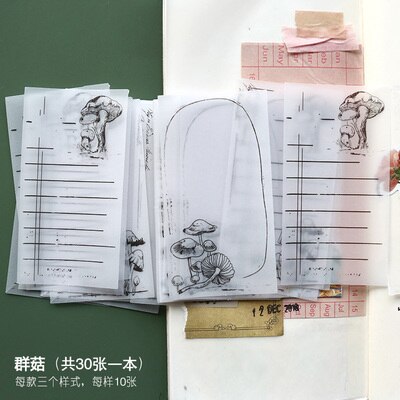 Translucent Sticky Notes Vlinder Guirlande Swallow Paddestoel Schrijven Pads Plant Woord Memo Pads Dagelijks Retro Plant Diy Hand Sticker: D