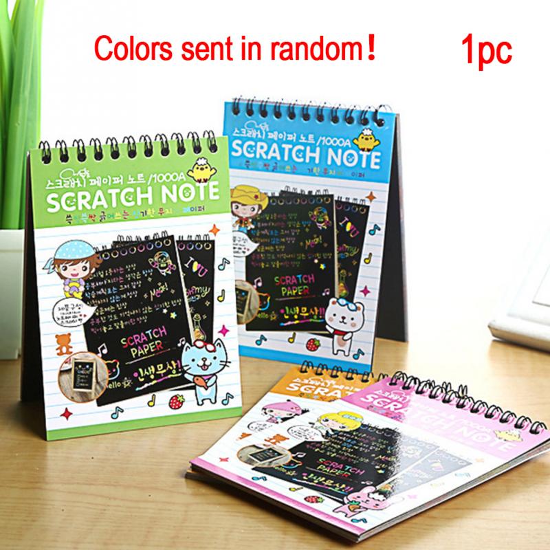Couleur magique Rayures carnet de Notes Papier Noir BRICOLAGE DESSIN Jouets Gratter Peinture Enfant Doodle