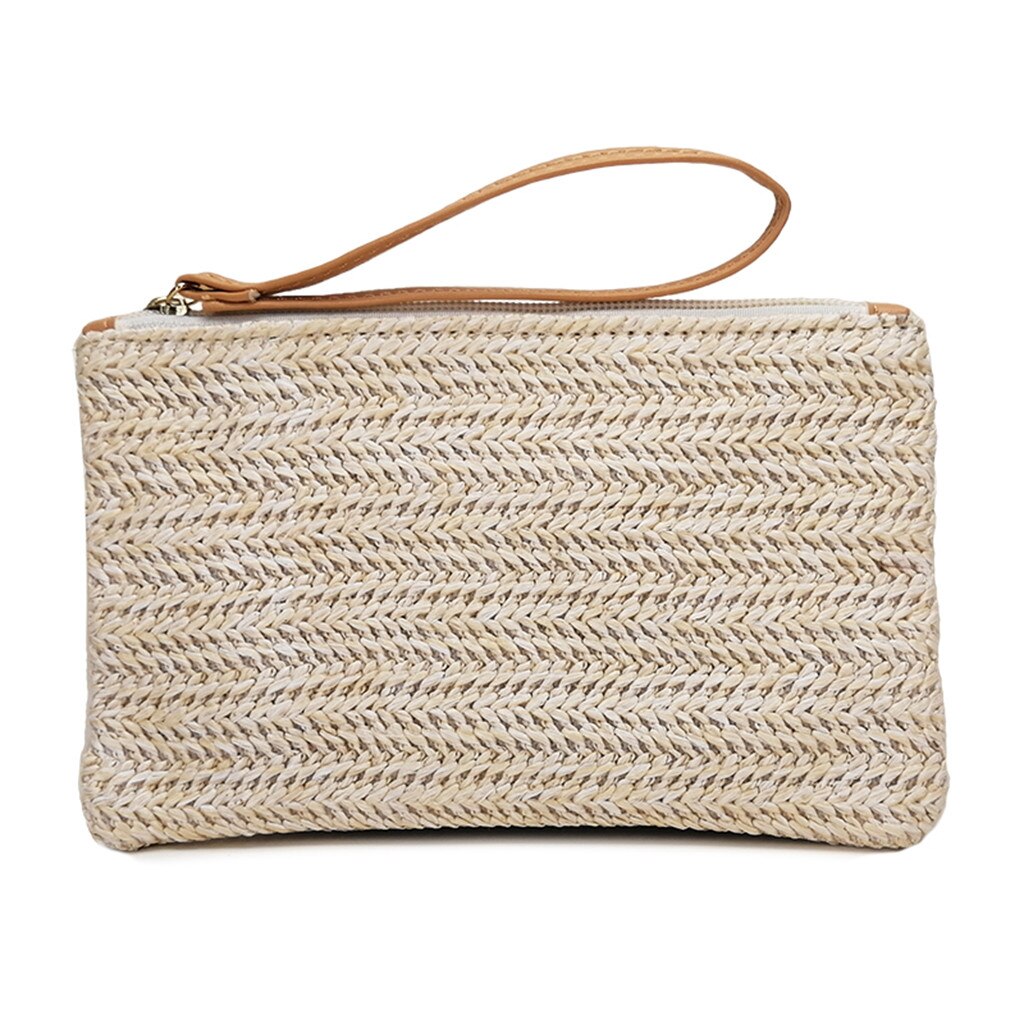 Frauen Stroh Tasche Neue Böhmischen Kupplung Taschen Dame Handtasche Handgemachte Rattan Tasche Mais Schalen gewebte Sommer lässig Strand Tasche: Beige