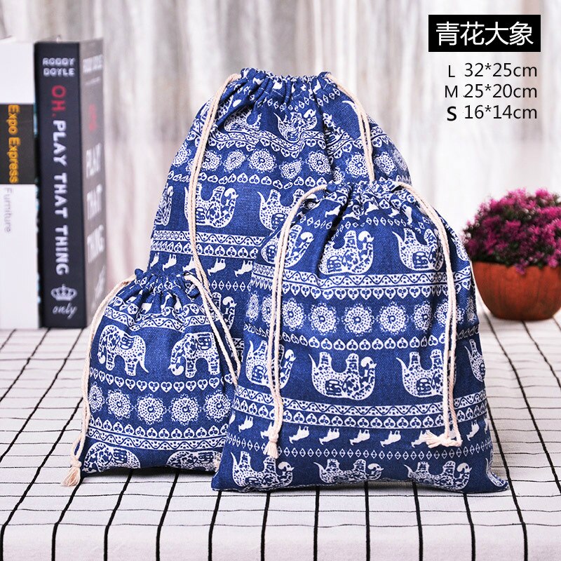 3 pçs sacos de cordão de pano simples artesanal algodão linho armazenamento bolsa de presente pacote bolsa de moedas viagem feminina estilo japonês: 1