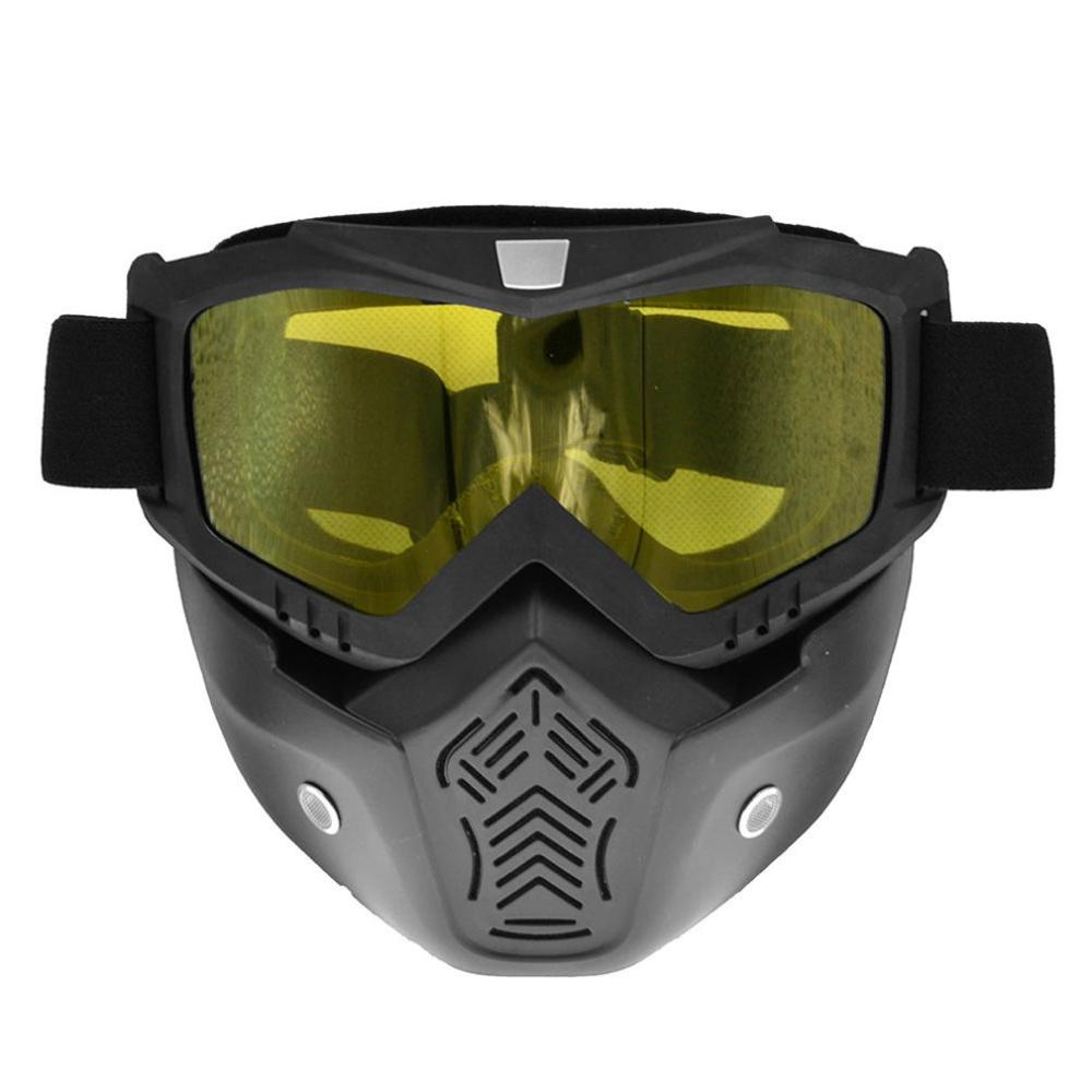 Motorcycle Shark Helmet Goggles Motocross Helmet Glasses Retro Windproof Open face Helmets Goggles Mask: Yellow lens