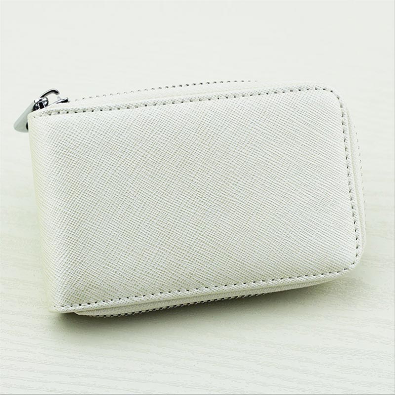 DICIHAYA Bank ID Kreditkarte Halter Brieftasche für Frauen Aus Echtem Leder Kreditkarte Halter Frauen Zipper Tasche Unisex Karte Fall: Transverse White