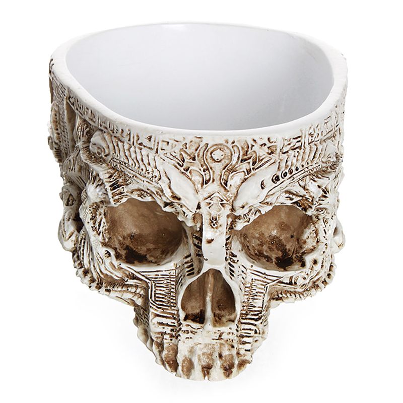 3 Styles Hand Carved Human Skull Flower Pot Vase Bowl Succulent Plant Planter Container Garden Home Halloween Decor: 1