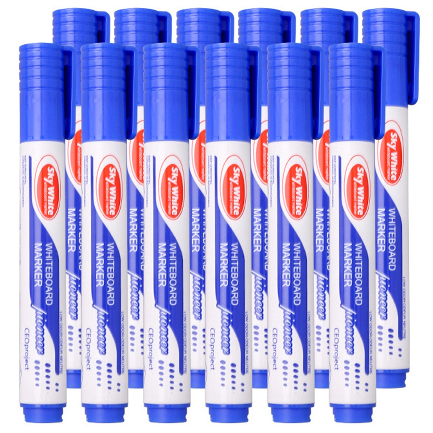 12 Stks/set Whiteboard Pennen Set Uitwisbare Marker Pen Voor White Board Pen Glas Kids Tekening Kantoor Vergadering School Leraar: Blauw