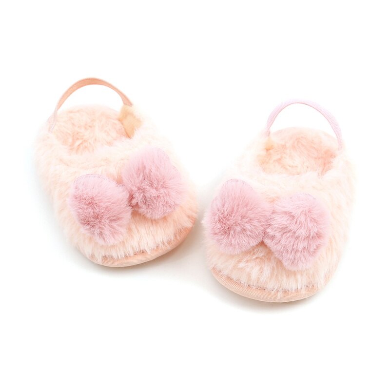 Nueva Sandalia de verano, sandalias suaves con lazo de felpa, deslizador de chica para bebé, zapatos transpirables de piel para bebé, zapatos simples elásticos de princesa para bebé: QP / 13-18 meses