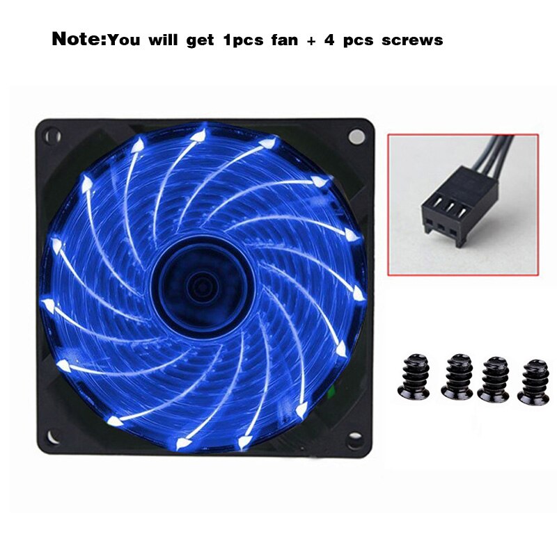 90mm LED Light 4PIN 3PIN PC Desktop Computer Case Cooling Cooler Fan 12V 9225 92x92x25mm GPU CPU Cooler Double Halo Light: 1PCS 9225Blue-3PIN