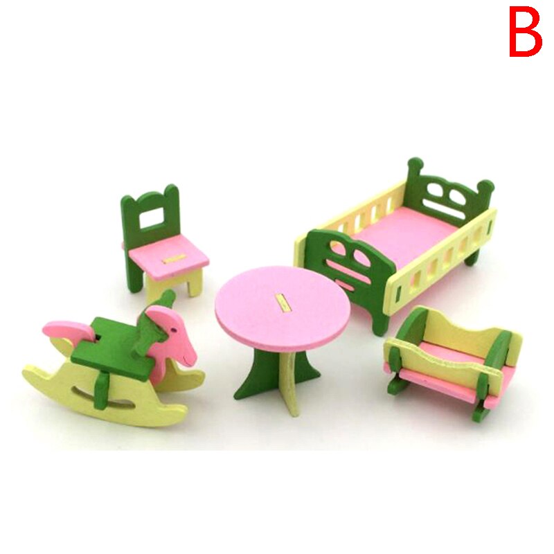 1:12 Dollhouse Miniature Furniture Wooden Bathroom Bedroom Restaurant Set For Dollhouse Decals: B