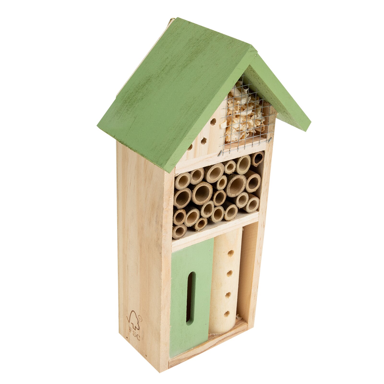 Garden Insect House Wooden Bee Cabin Garden Bee Nest Decoration: Green