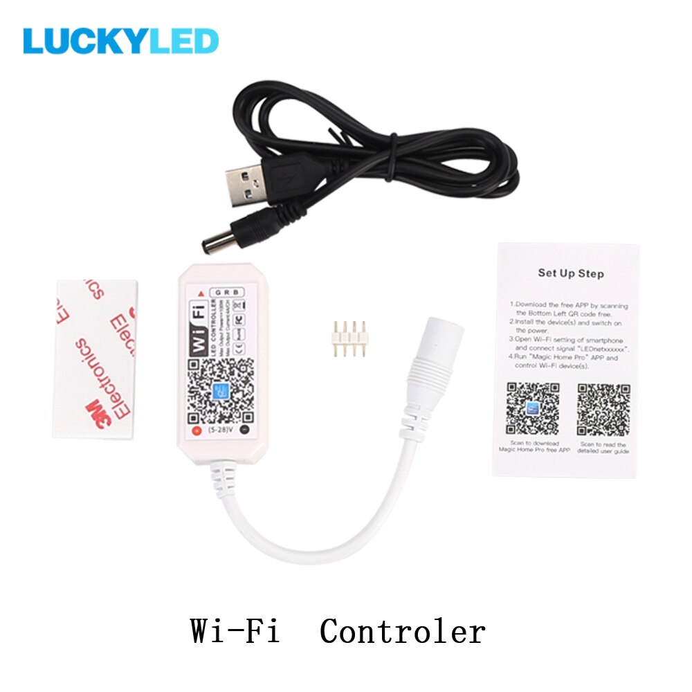 Luckyled Led Rgb Controller Wifi Controller DC5V-24V 3key/24Key Ir Afstandsbediening Led Strip Licht Met Slimme Leven Dimbare Magic thuis: WI-FI RGB-USB