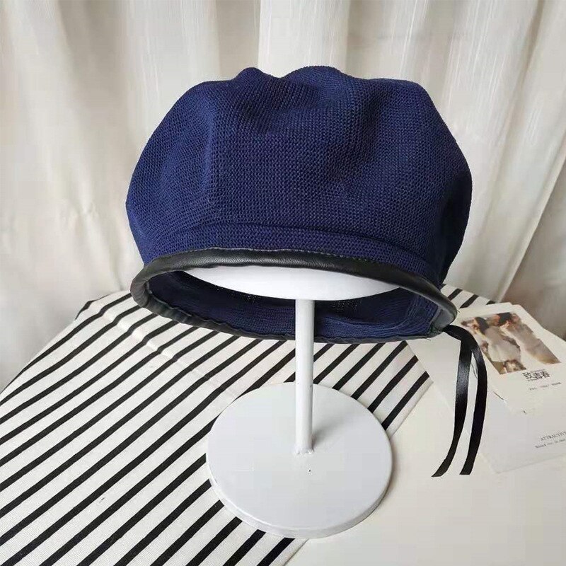 Gorro de pintor de lino transpirable para mujer, boina roja, gorro en forma de calabaza, Color sólido, fino, verano, novedad de