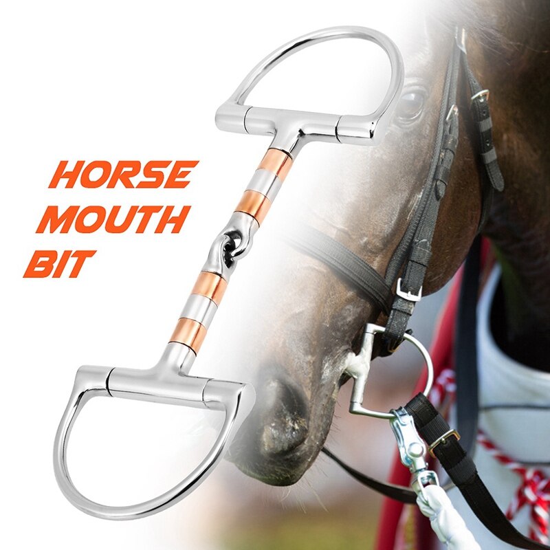 Equestrian Horse Mouth Bit Stainless Steel Horse Mouth Piece Snaffle Double Jointed Bit Horse Racing Accessory
