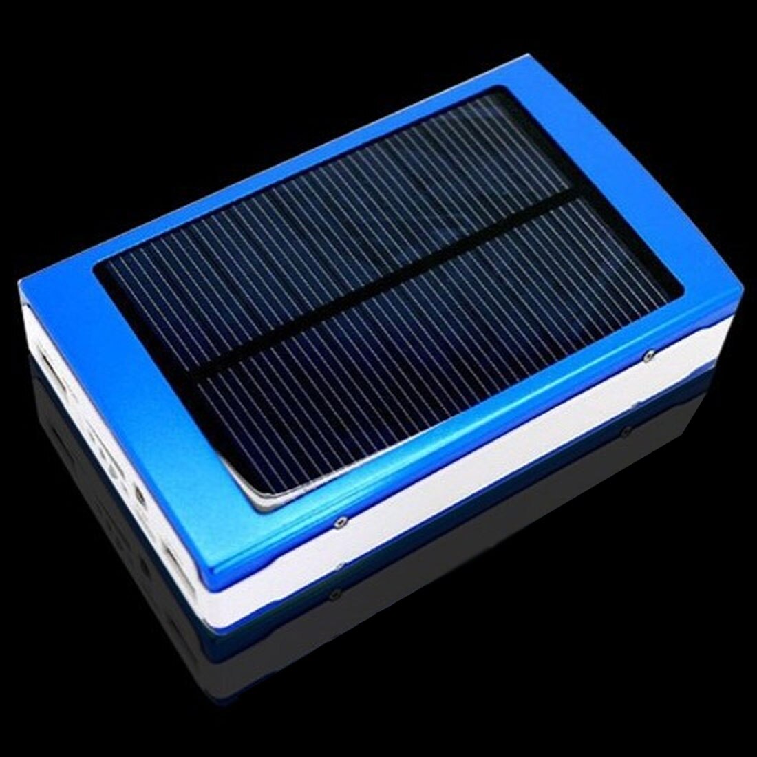 Batería Solar de larga duración de 30000mAh, cargador de salida doble portátil, batería externa USB, gran capacidad para teléfono móvil Solar: Blue