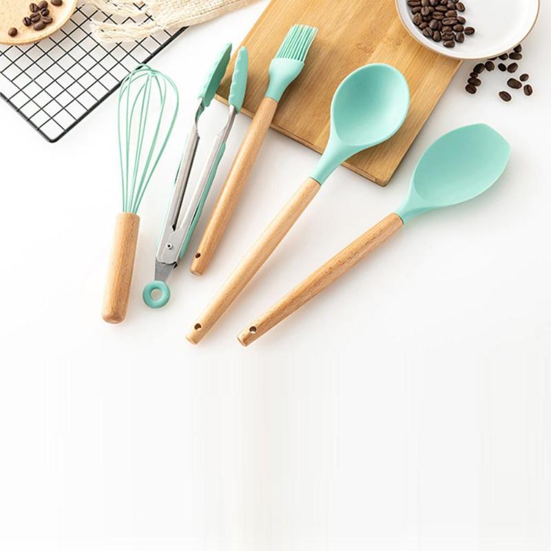 12PCS Silicone Kitchenware Cooking Utensils Set Heat Resistant Kitchen Non-Stick Cooking Utensils Baking Tools With Storage Box