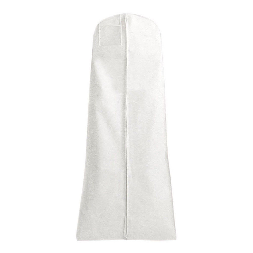 Non-woven Duurzaam Opbergtas Trouwjurk Hang Pouch Dikke Kleding Stofdichte Cover Kledingstuk Voor Bruidsjurk Extra Grote case: WHITE