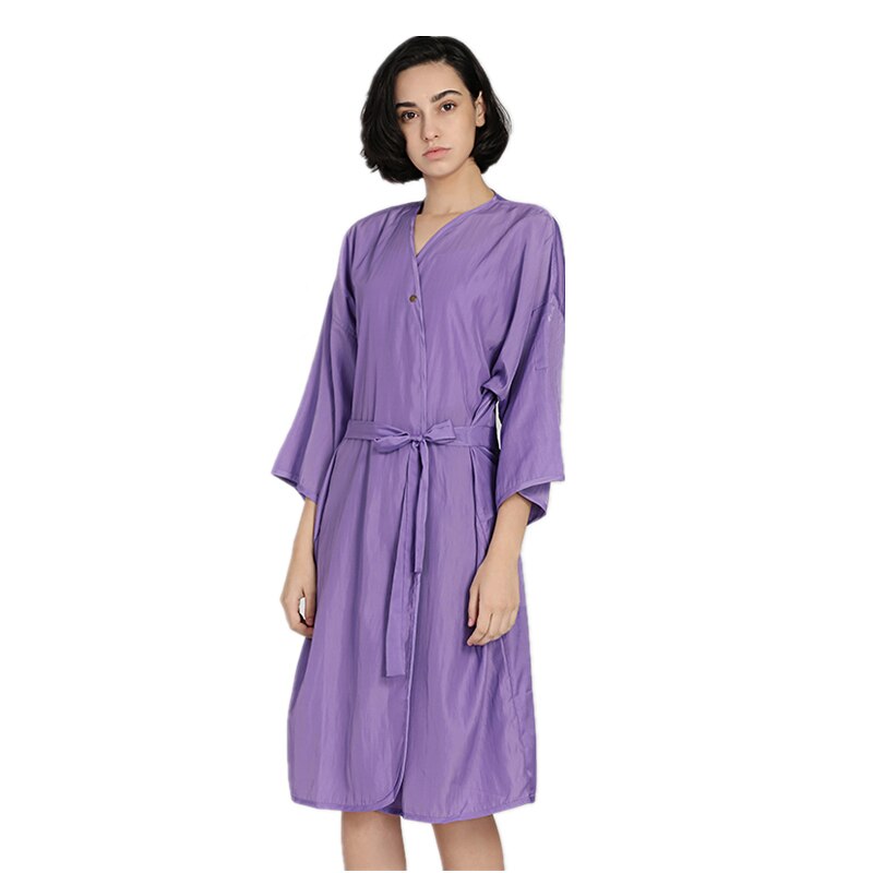 Salon Professionele Kappers Kimono Beauty Spa Gast Gewaad Kapper Winkel Client Kapsel Dyehair Gown Schort Werkkleding: KP031-Purple