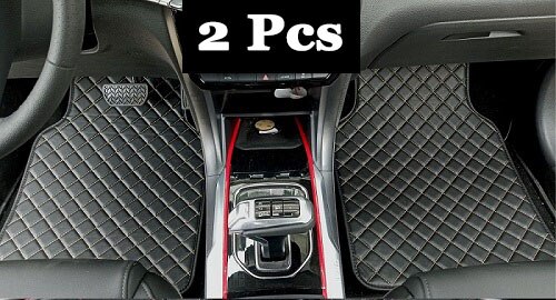 Universele auto vloermatten voor auto's, antislipmat, rode zwarte grijze koffie auto vloermatten, auto styling interieur auto vloermatten: 2 stuks zwart beige