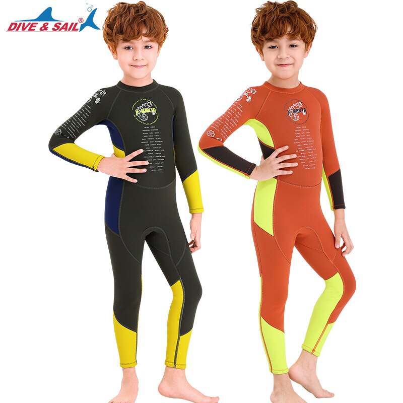 Traje de buceo de neopreno para niños de 2,5 MM, traje de buceo para niños, traje de baño de buceo a prueba de sol, bañador de surf a la deriva