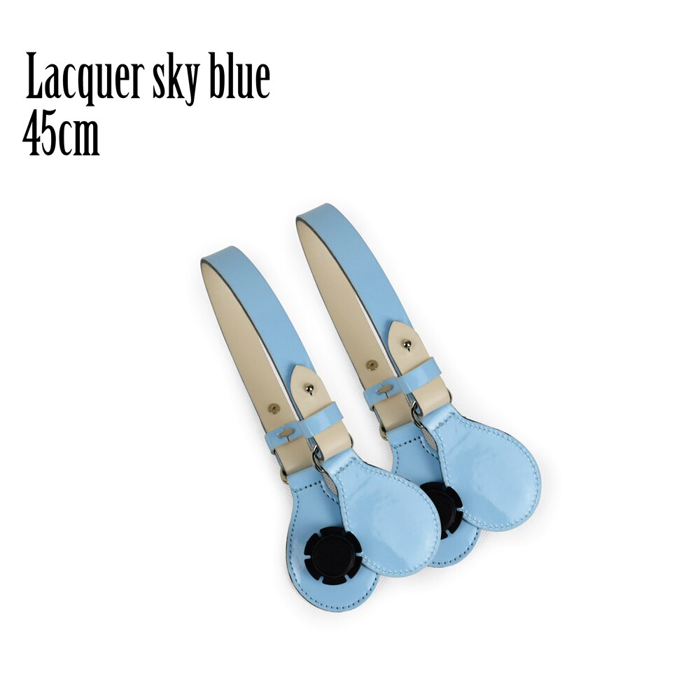 Long Short Flat Handles with end for Obag Faux Leather Lacquer Handle Removable End for O Bag OCHIC: Lac sky blue 45cm