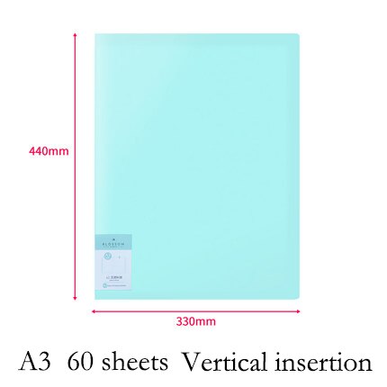 Deli  a3 datadokumentpresentationsmapp 297*420mm 60/40 sidor transparent mapp vertikalt infoga dokumenthäfte: Grönt 60 ark