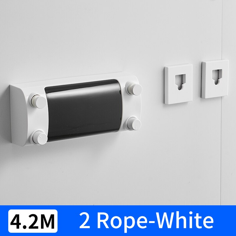 Retractable Clothesline Hanger Indoor Outdoor Drying Rack ABS Plastic Clothesline Rack Balcony Laundry Dryer Double Wire Rope: 2 Rope-White