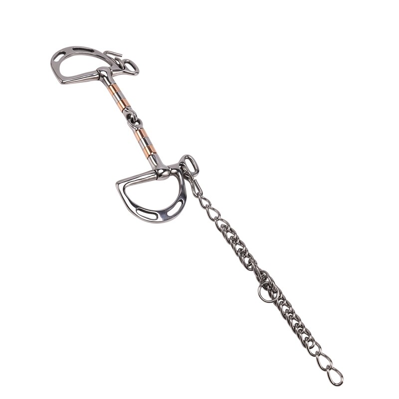 Horse Mouth Bit Stainless Steel Horse Bit Kimberwicke Bit Solid Jointed Mouth With Hook and Binocular Chain Horse Equipment