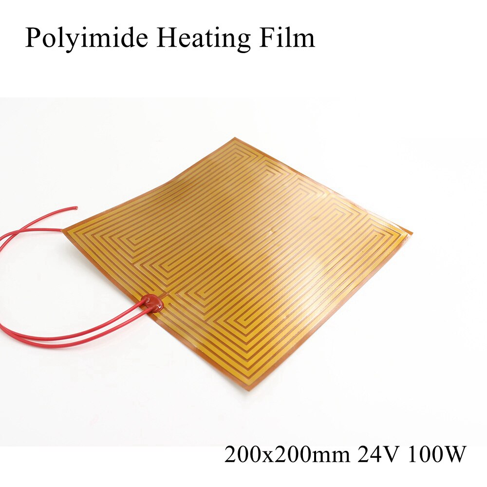 5V 12V 24V PI Heating Film Plate Polyimide Heating Electric Heated Panel Pad Mat Electrotherma Flexible Adhesive Foil Oil Heater: 200x200mm