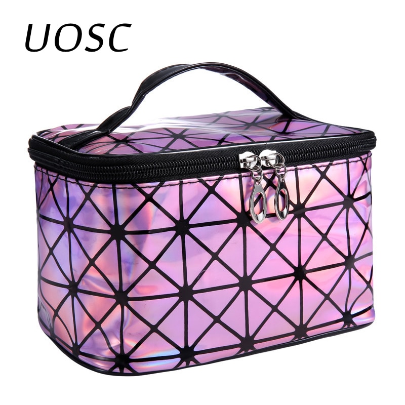 UOSC Multifunctional Cosmetic Bag Women Leather Travel Make Up Necessaries Organizer Zipper Makeup Case Pouch Toiletry Kit Bags