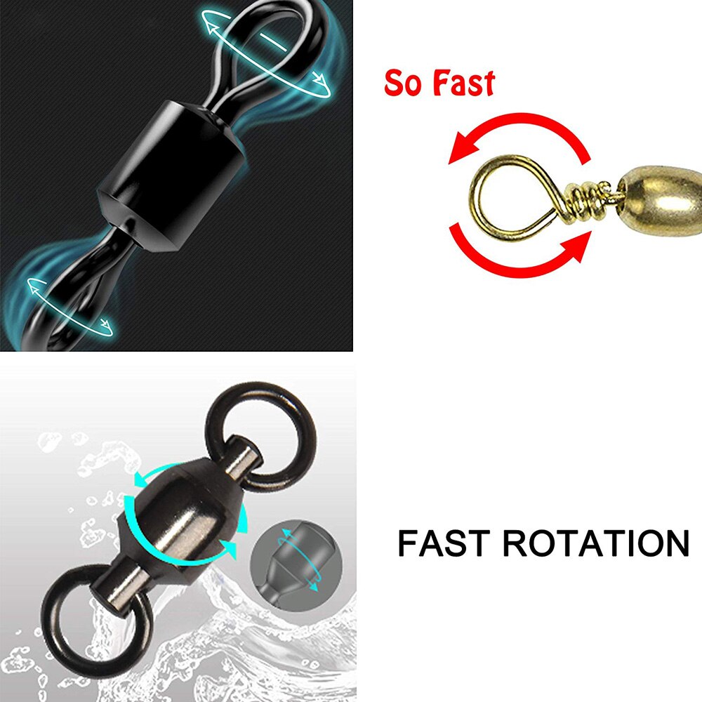 175 stuks/doos viswartelset kogellagers wartel snap veiligheidssnap zeer sterke vislijnconnector voor zout water zoet water