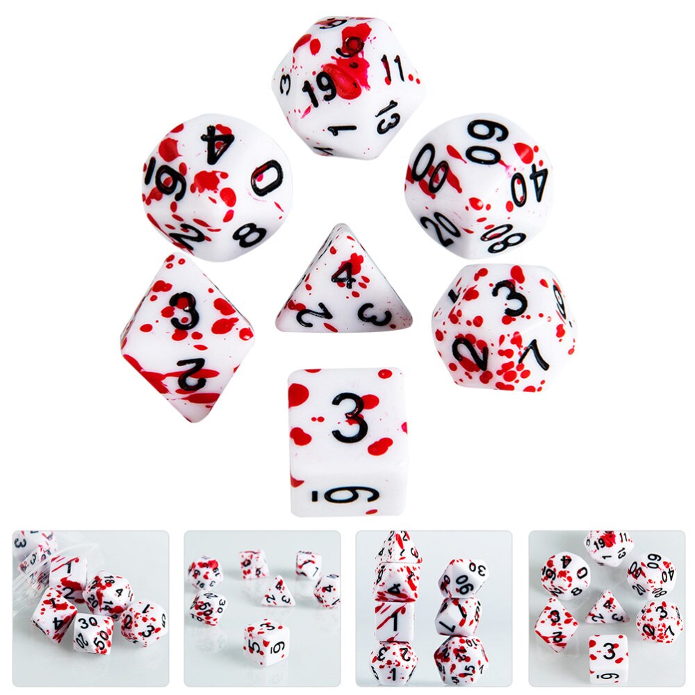 7Pcs Bloed Dices Onregelmatige Dobbelstenen Rollenspel Gaming Dices Spel Rekwisieten