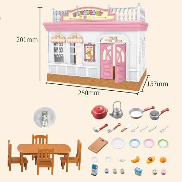 1/12 Forest Animal Family Wing Christmas House Ice Cream Bread Flower Fruit Shop Bunny Dollhouse Girl Play House Toy: S04-P