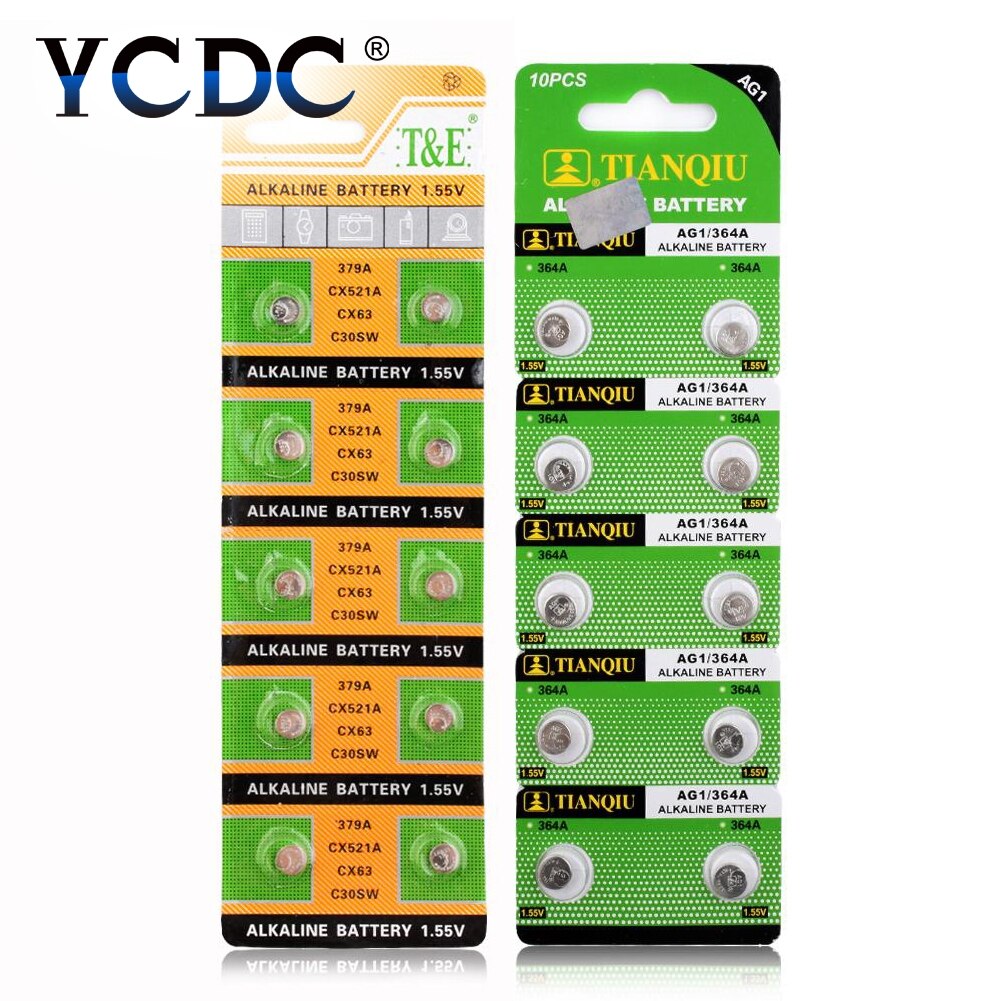 YCDC 10pcs button cell battery AG6 AG12 AG8 AG9 AG10 AG11 1.5V lr1130 bateria pile ag6 pour montre