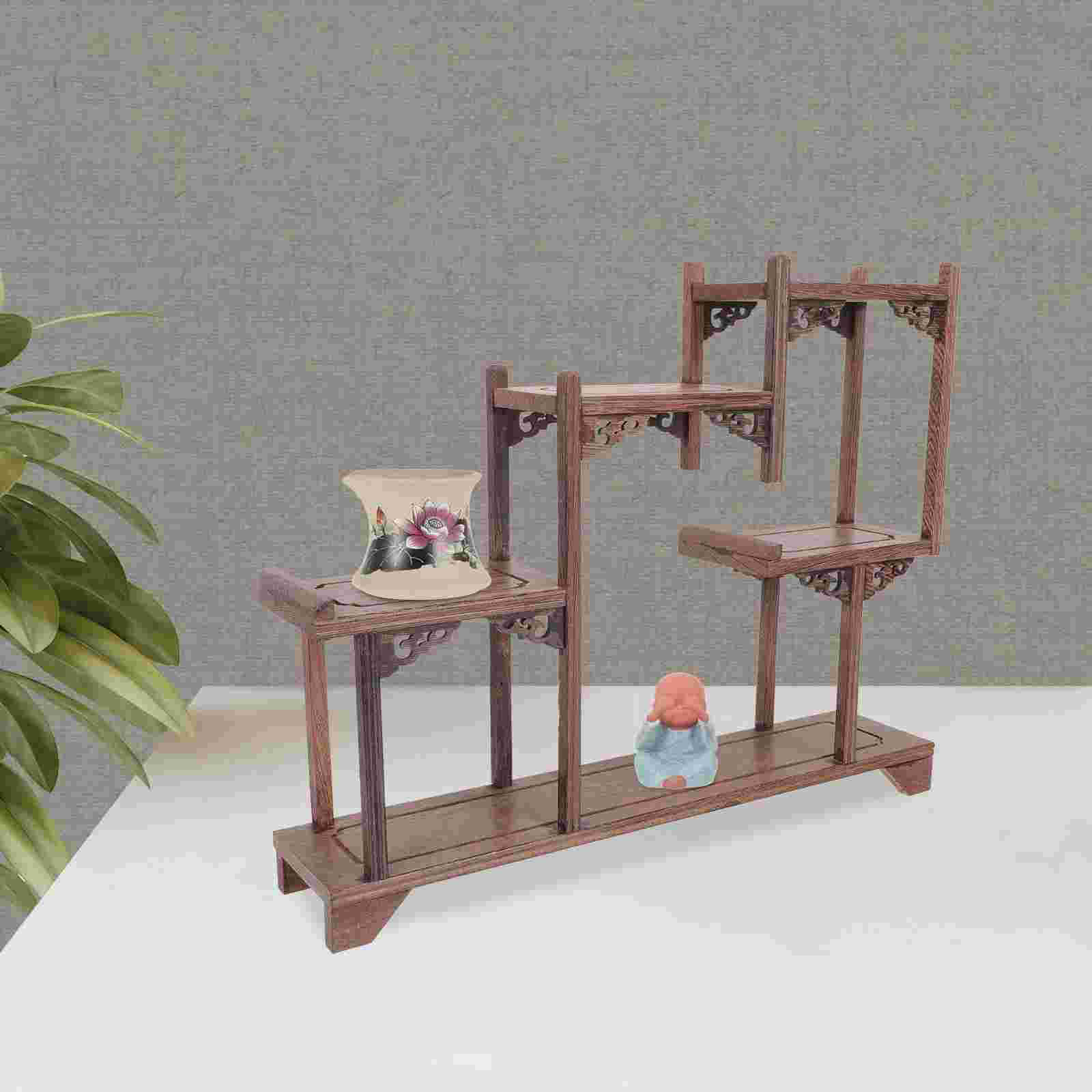 Retro Display Rack Wooden Adornment Desktop Decoration Craft Showing Stand